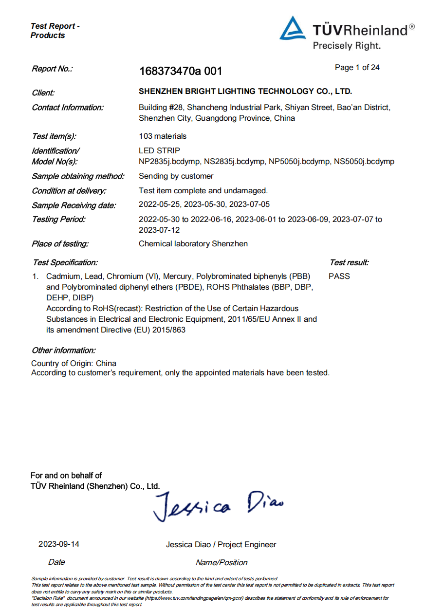 RoHS Certificate